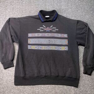 Vintage Alaska Shirt Sweatshirt Men XL Hanes Collared Graphic Ribbed Crew Beaded